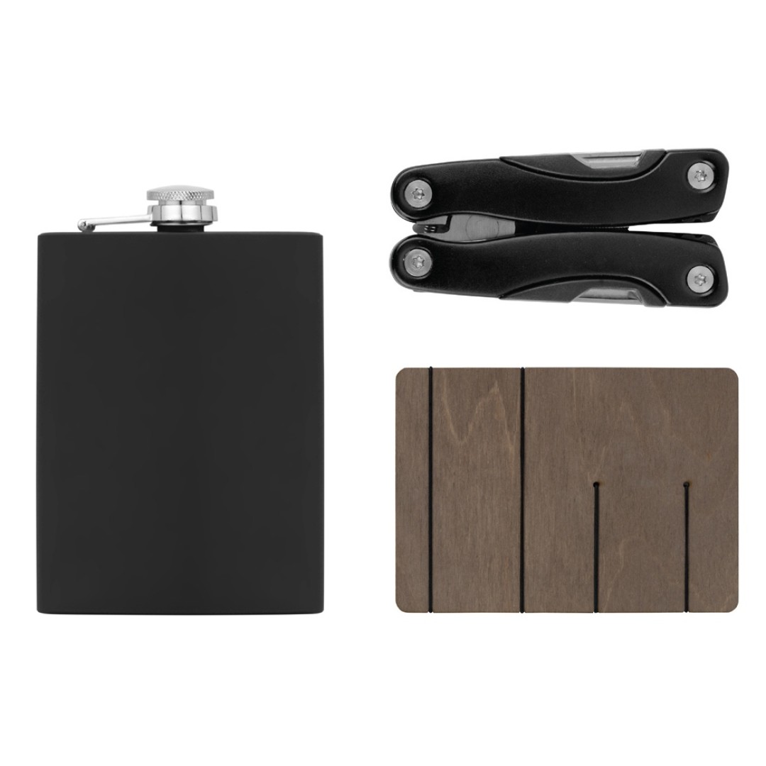 Набор с мультитулом и фляжкой "Путешественник 2.0.", черный