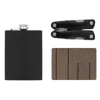 Набор с мультитулом и фляжкой "Путешественник 2.0.", черный