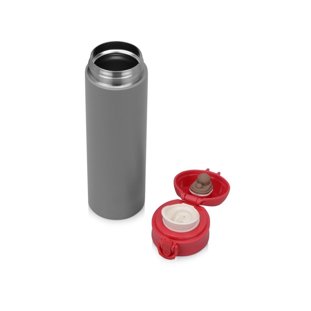 Вакуумная термокружка «Хот» 470мл, серый/красный