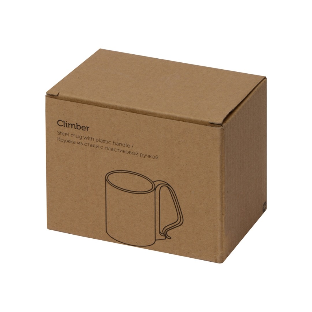 Стальная кружка Climber с пластиковой ручкой, серебристый/белый