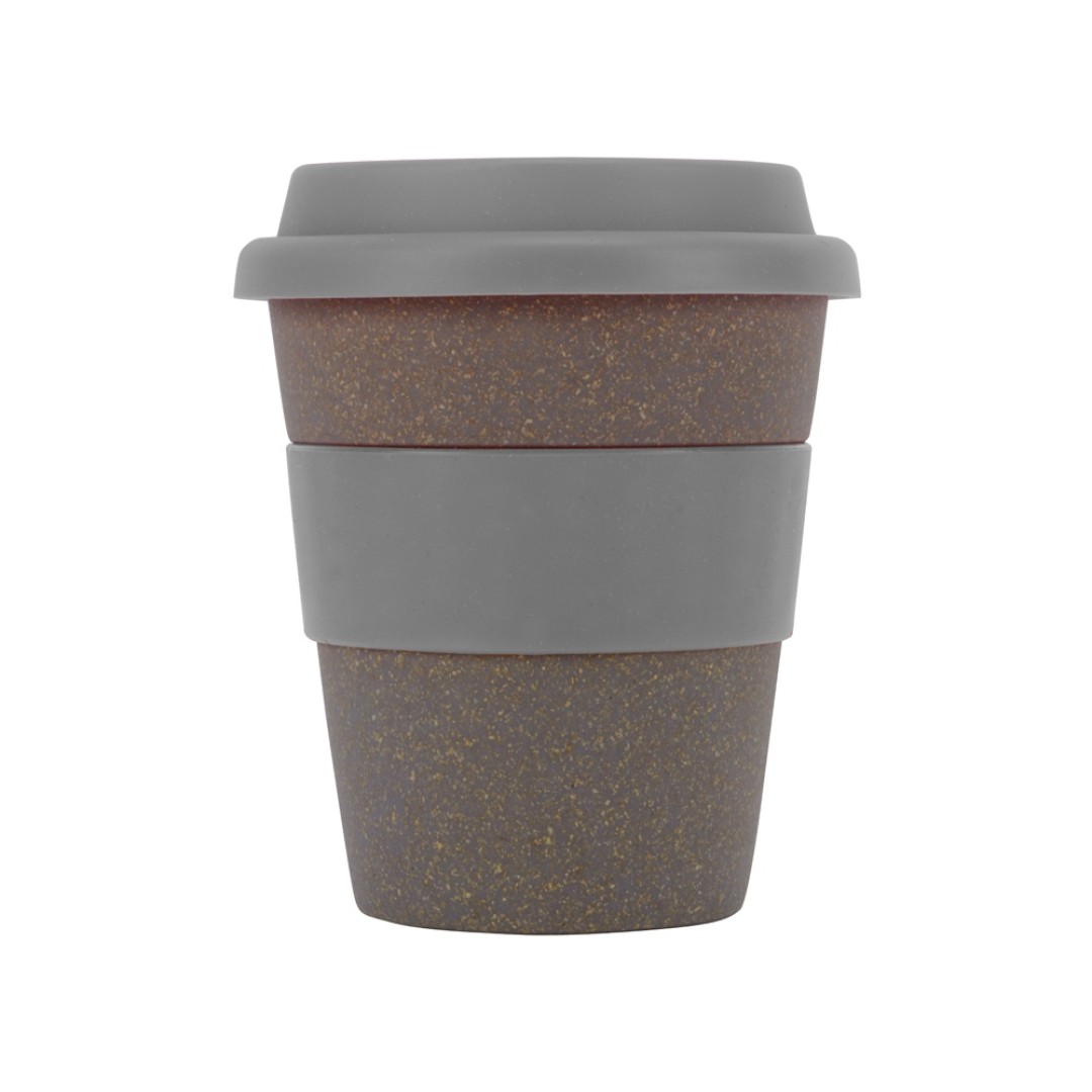 Стакан с силиконовой крышкой "Cafe", серый