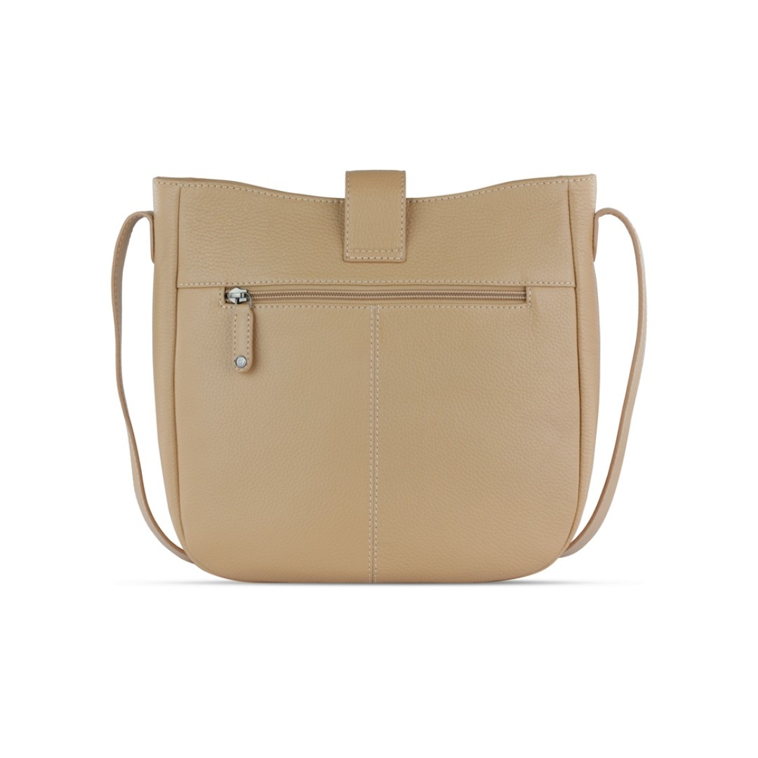 Сумка женская BUGATTI Elsa, песочного цвета, воловья кожа/полиэстер, 29х8х27 см