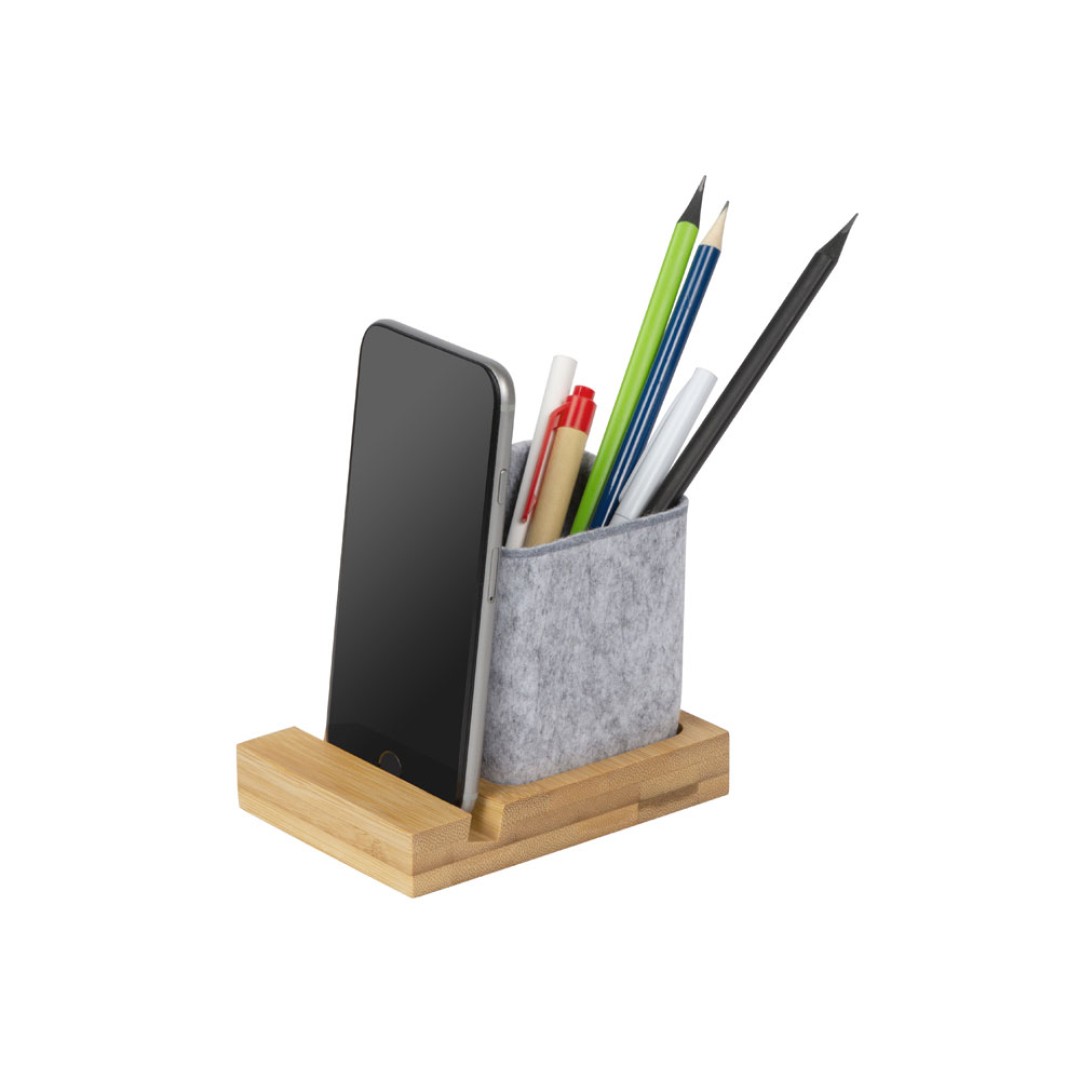 Подставка для ручек и телефона из бамбука "Takeshi", серый
