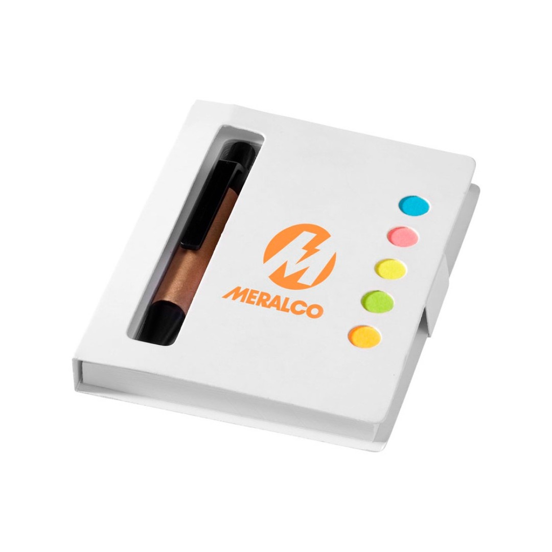 Набор стикеров "Expose" с ручкой и блокнотом А7, белый