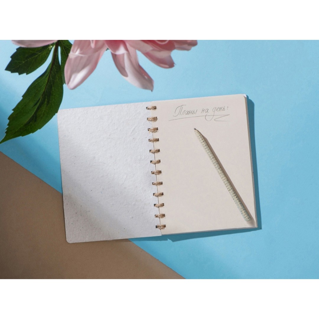 Живой блокнот А5 с бумажным карандашом и семенами цветов микс, белый