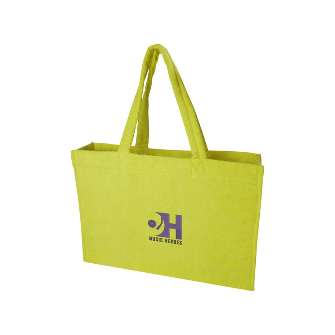 Пляжная эко-сумка Siam объемом 13 л из переработанной махровой ткани, сертифицированной GRS - Лайм