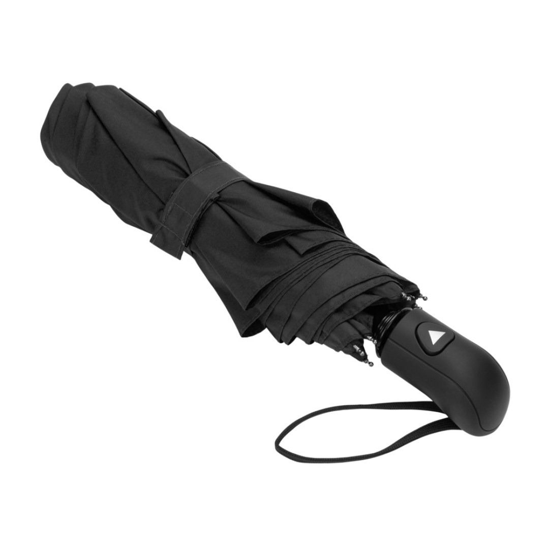 Зонт-полуавтомат Roof с куполом из переработанного пластика, черный