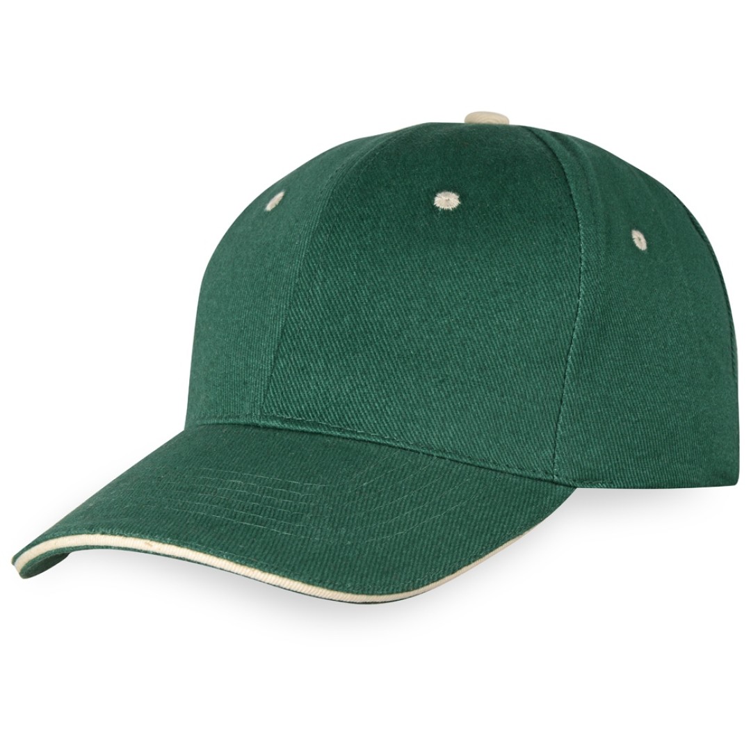 Бейсболка "New Castle" 6-ти панельная, зеленый/натуральный