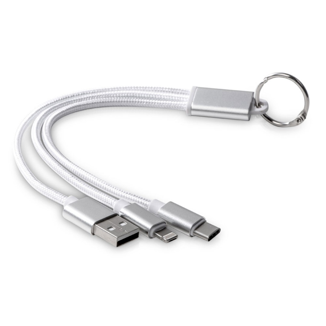 Кабель для зарядки «Tres» с брелоком, серый