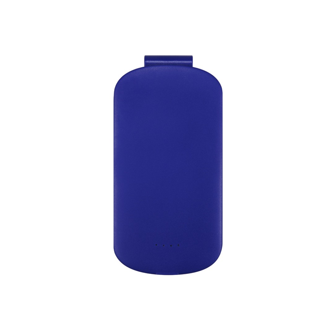 Портативное зарядное устройство "Pin" на 4000 mAh с большой площадью нанесения и клипом для крепления к одежде или сумке, синий