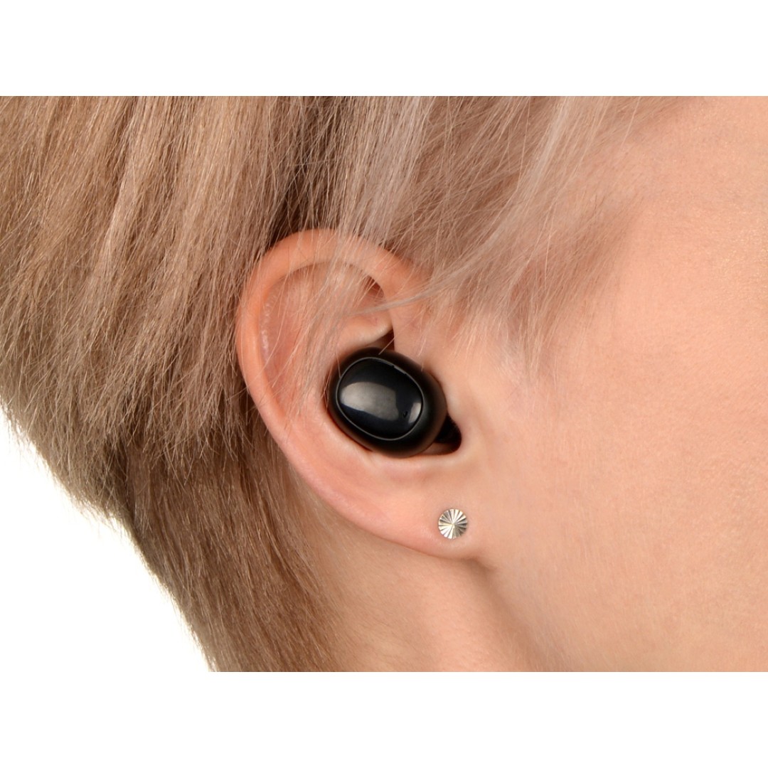 Беспроводные наушники TWS в кейсе Volts. Evolt, черный, пластик