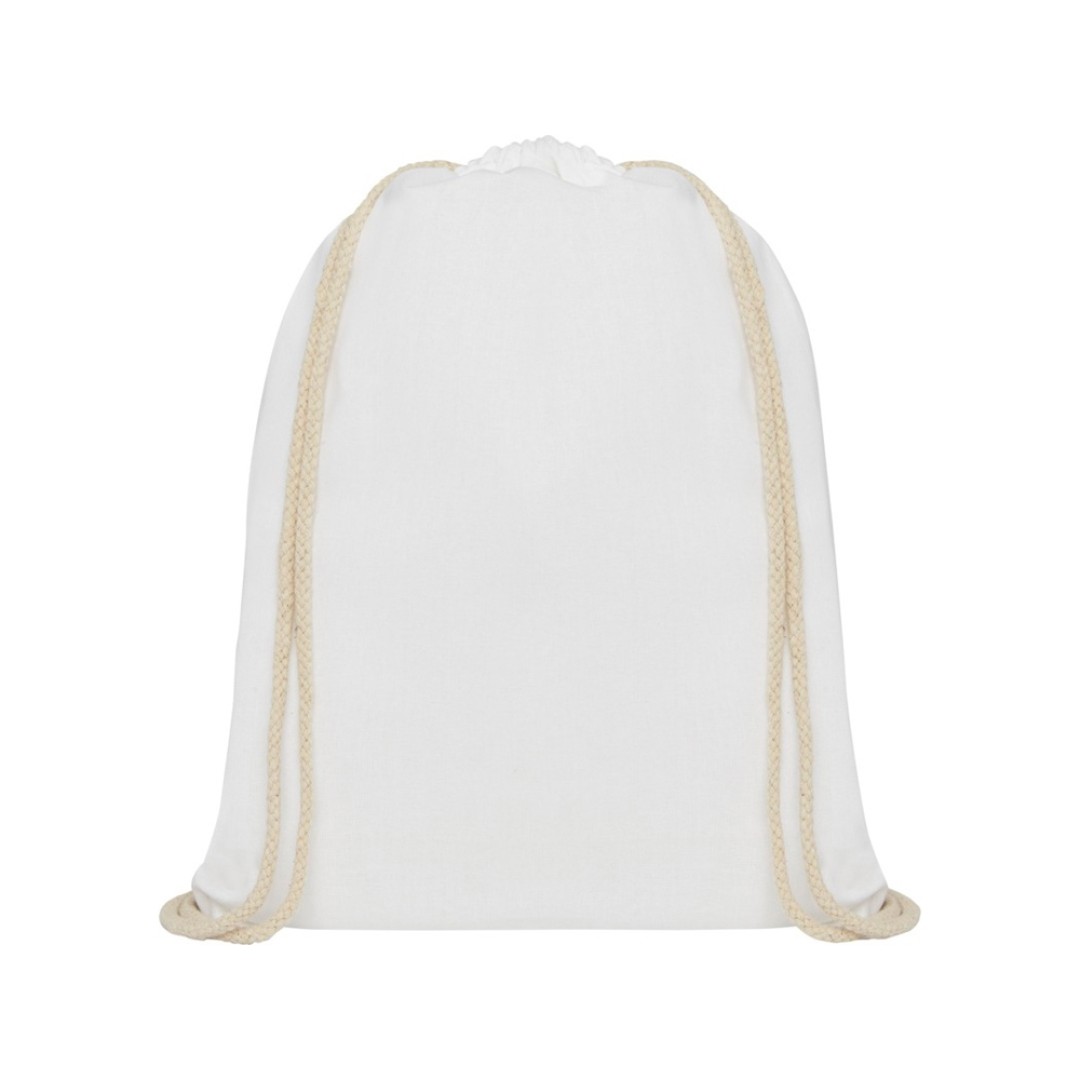 Рюкзак со шнурком Oregon хлопка плотностью 140 г/м2, белый