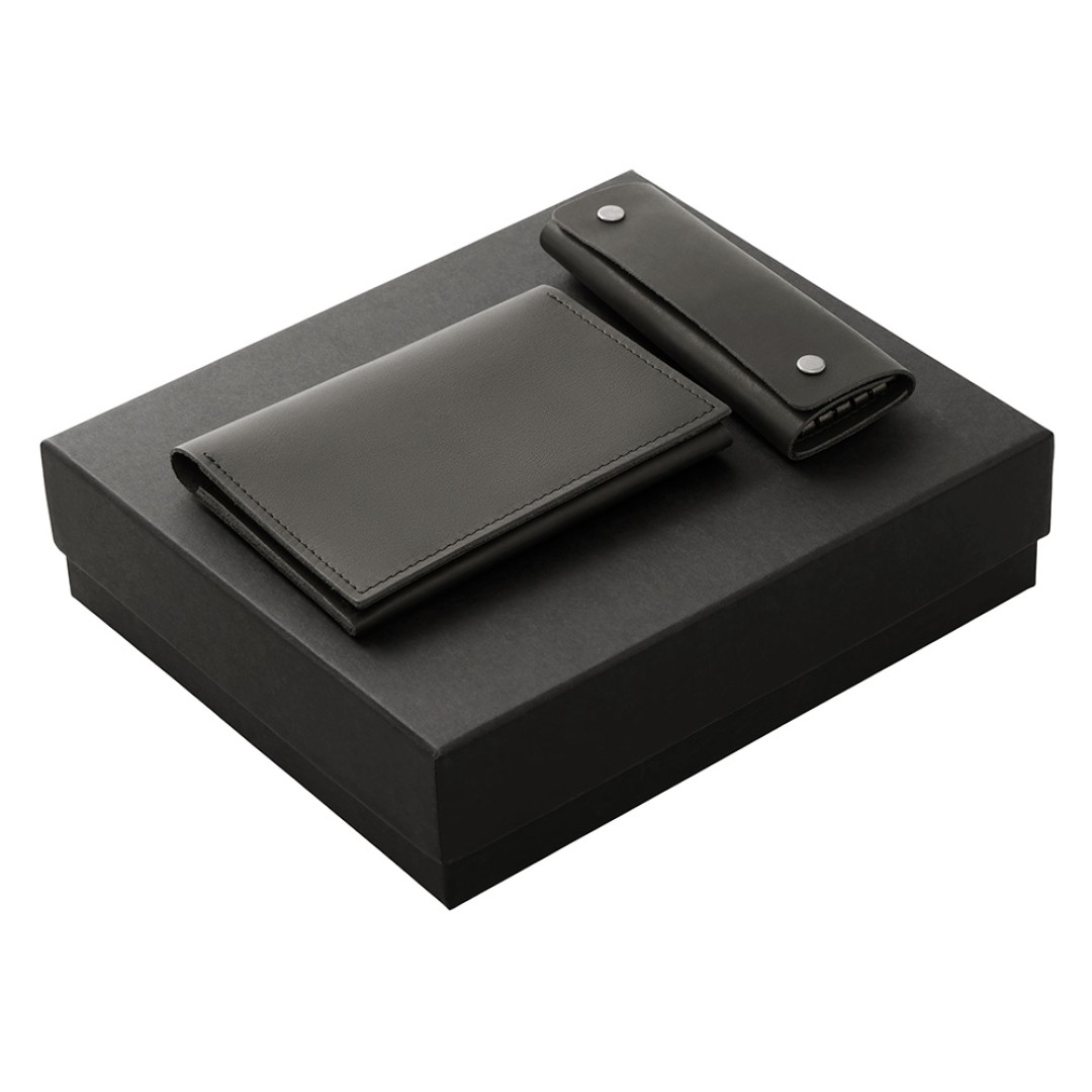 Подарочный набор Long River: обложка для паспорта, ключница (без лого Long River), черная коробка