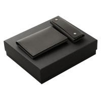 Подарочный набор Long River: обложка для паспорта, ключница (без лого Long River), черная коробка