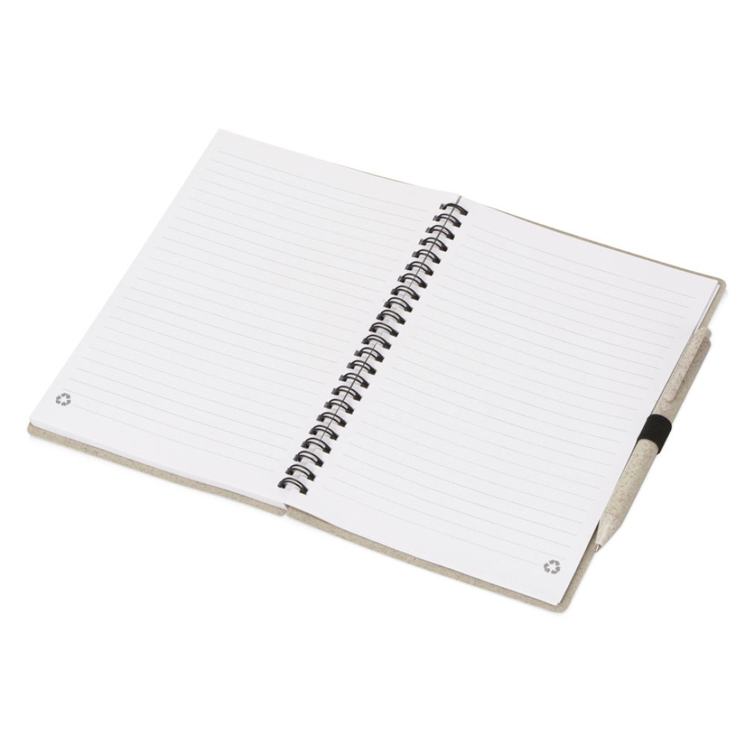 Блокнот А5 «Toledo M», бежевый + ручка шариковая «Pianta» из пшеничной соломы, бежевый