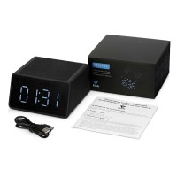 Беспроводная колонка с часами и функцией беспроводной зарядки «Sentry», черный