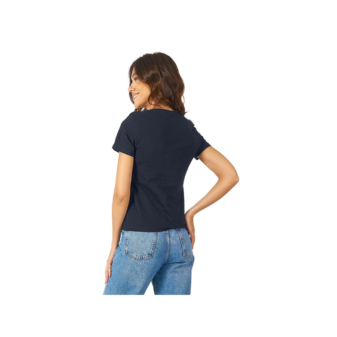 Футболка "Heavy Super Club" женская с V-образным вырезом, темно-синий