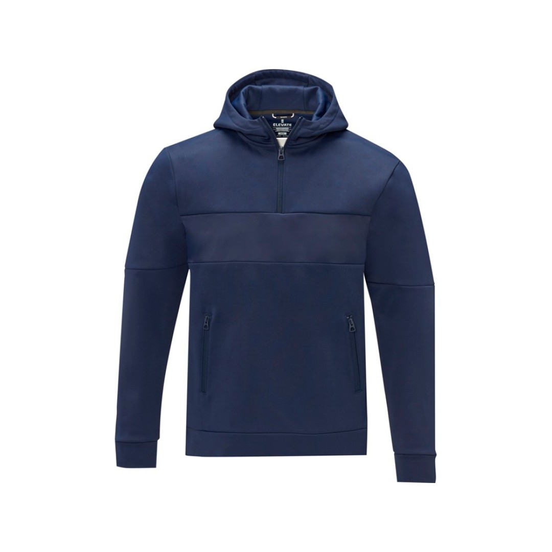 Мужской свитер анорак Sayan на молнии на половину длины с капюшоном, темно-синий