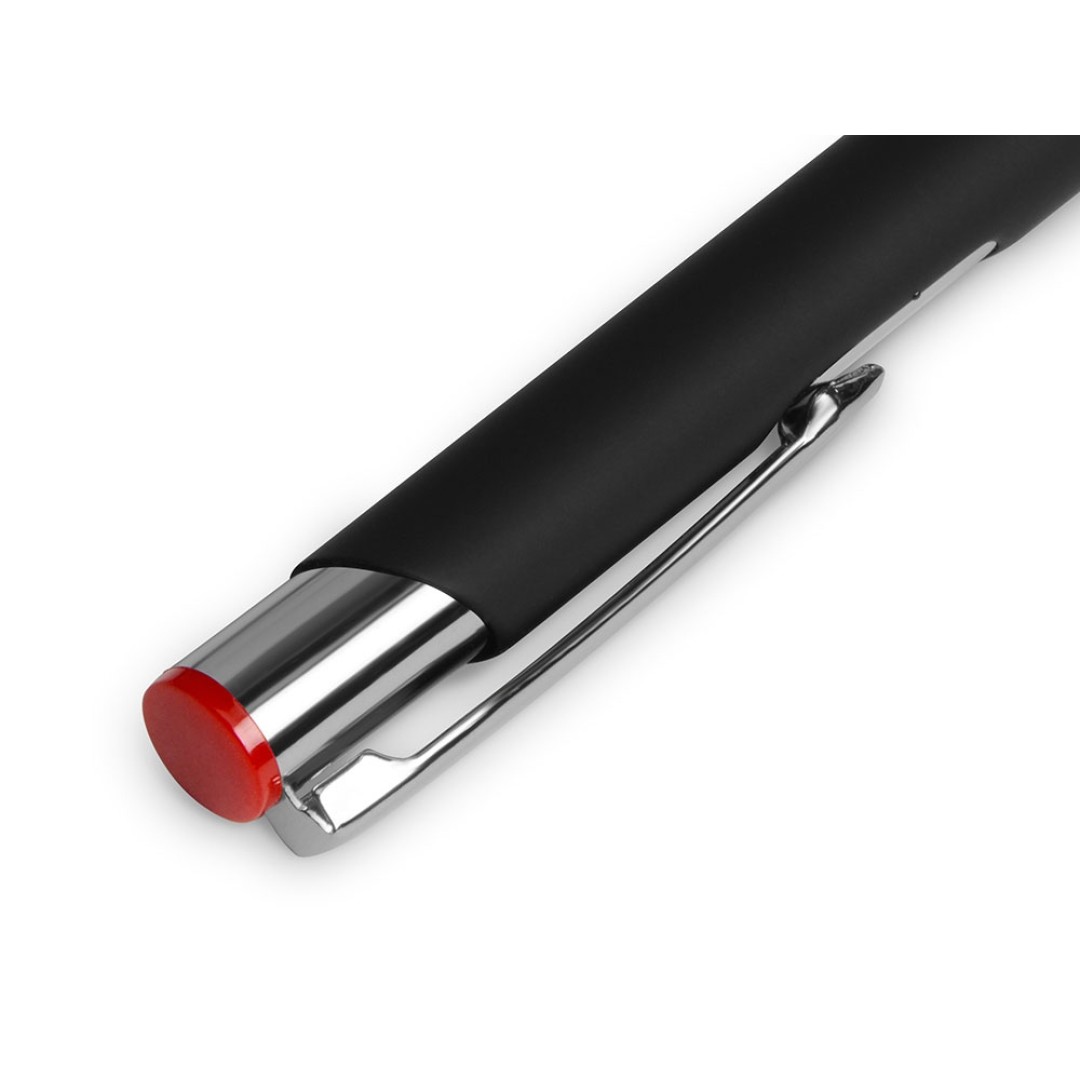 Ручка металлическая шариковая "Legend Mirror Gum" софт-тач с цветным слоем, черный / красный