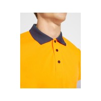 Поло "Polaris" мужское c длинным рукавом, нэйви/неоновый оранжевый
