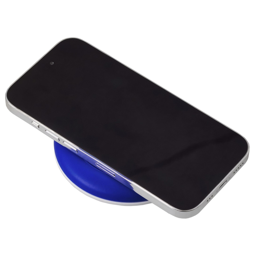 Беспроводное зарядное устройство со встроенным кабелем 2-в-1 "Disc", синий