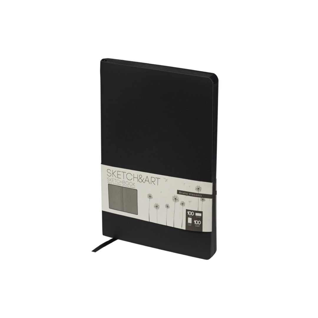 Скетчбук "Sketch & Art" в мягком переплете 140х210 мм, 100 л. черной бумаги 100 гр., черный
