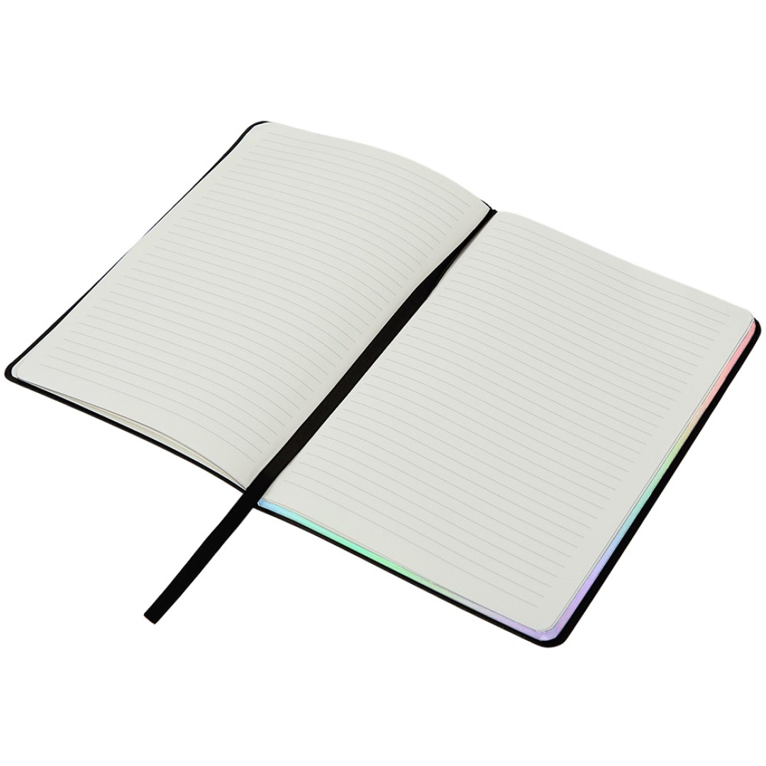 Блокнот А5 в гибкой обложке "Fellini" с голографическим срезом, черный