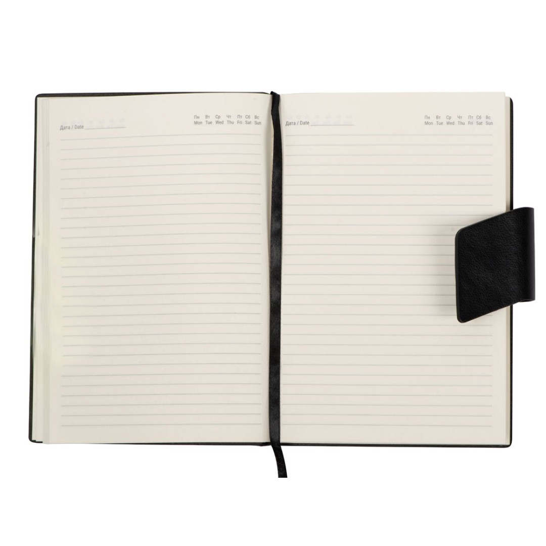 Бизнес блокнот А5 "Monoi" с клапаном, твердая обложка, 128 листов, черный