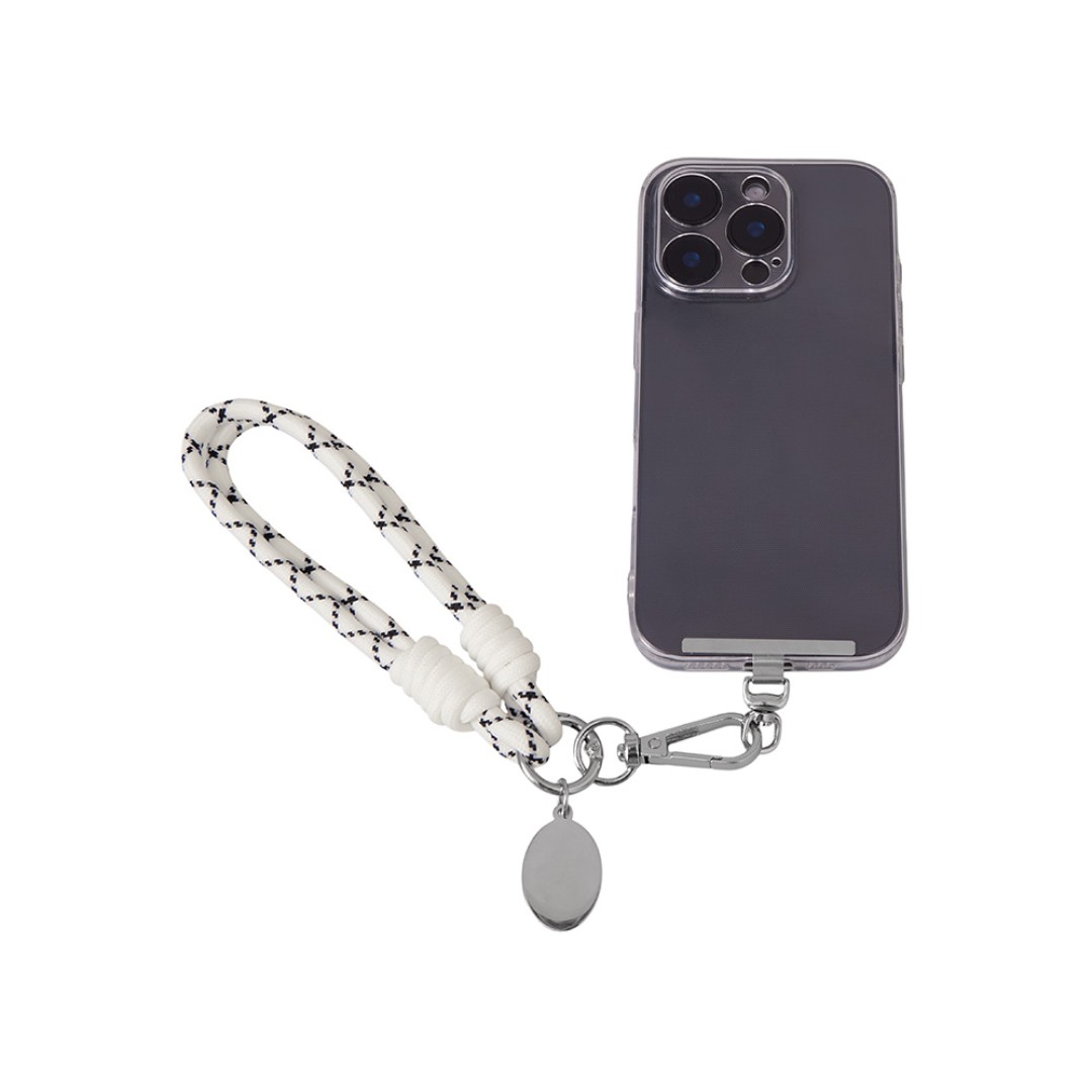 Брелок-браслет "Bohemian" c металлическим держателем для телефона, бело-черный