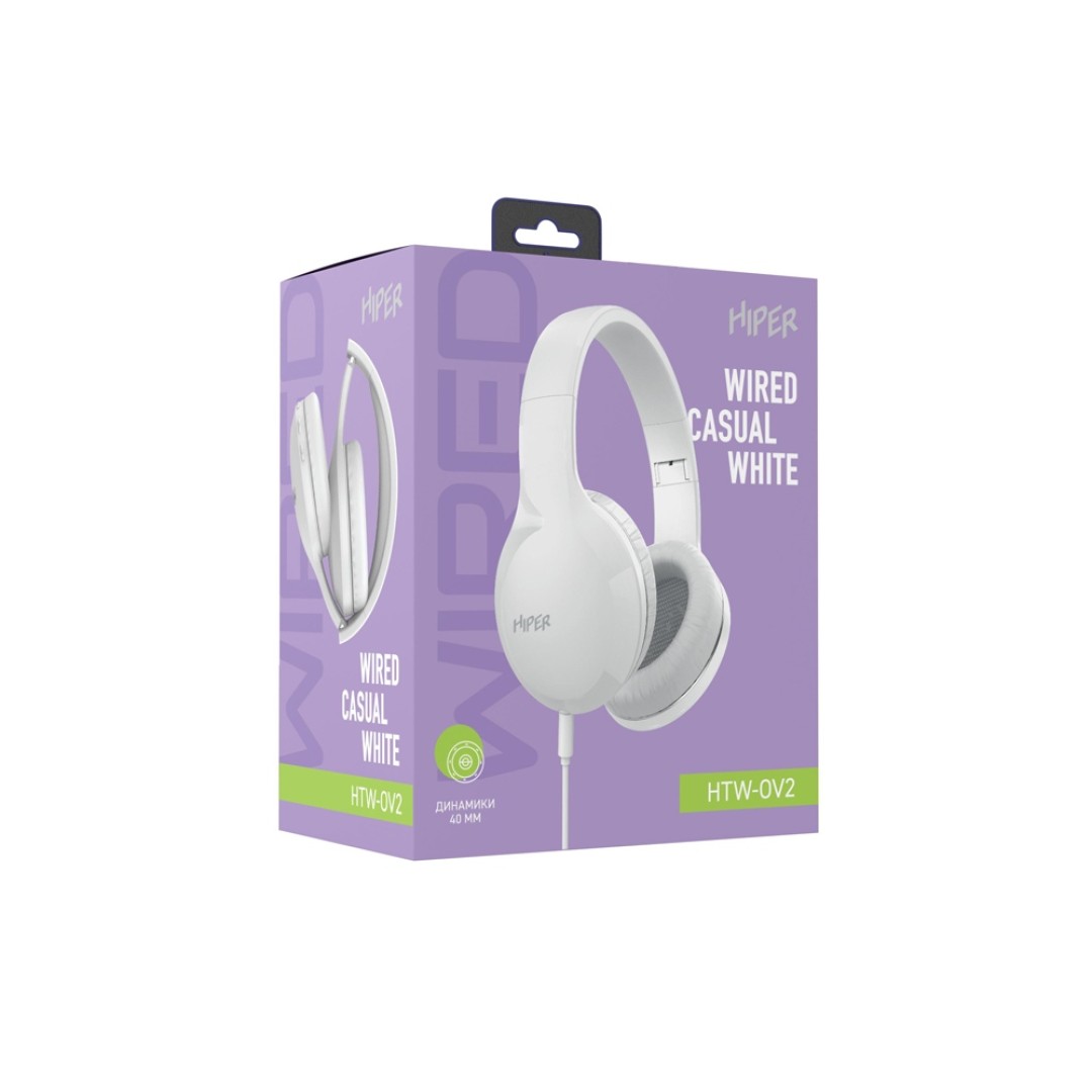 HIPER Наушники накладные WIRED CASUAL WHITE HTW-OV2