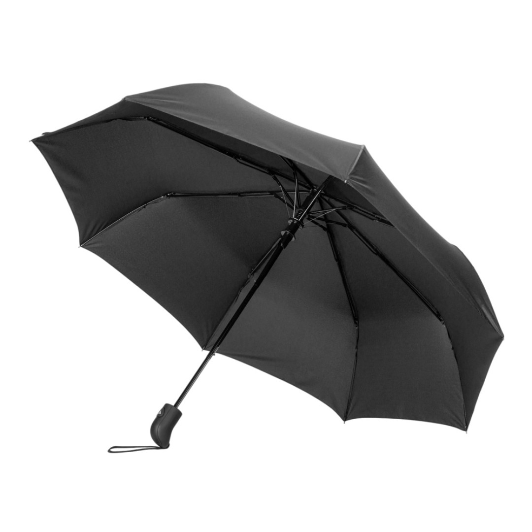 Зонт-полуавтомат Roof с куполом из переработанного пластика, черный