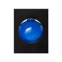 Стеклянный елочный шар "Christmas bauble", синий прозрачный, с серебристым колпачком в черной коробке