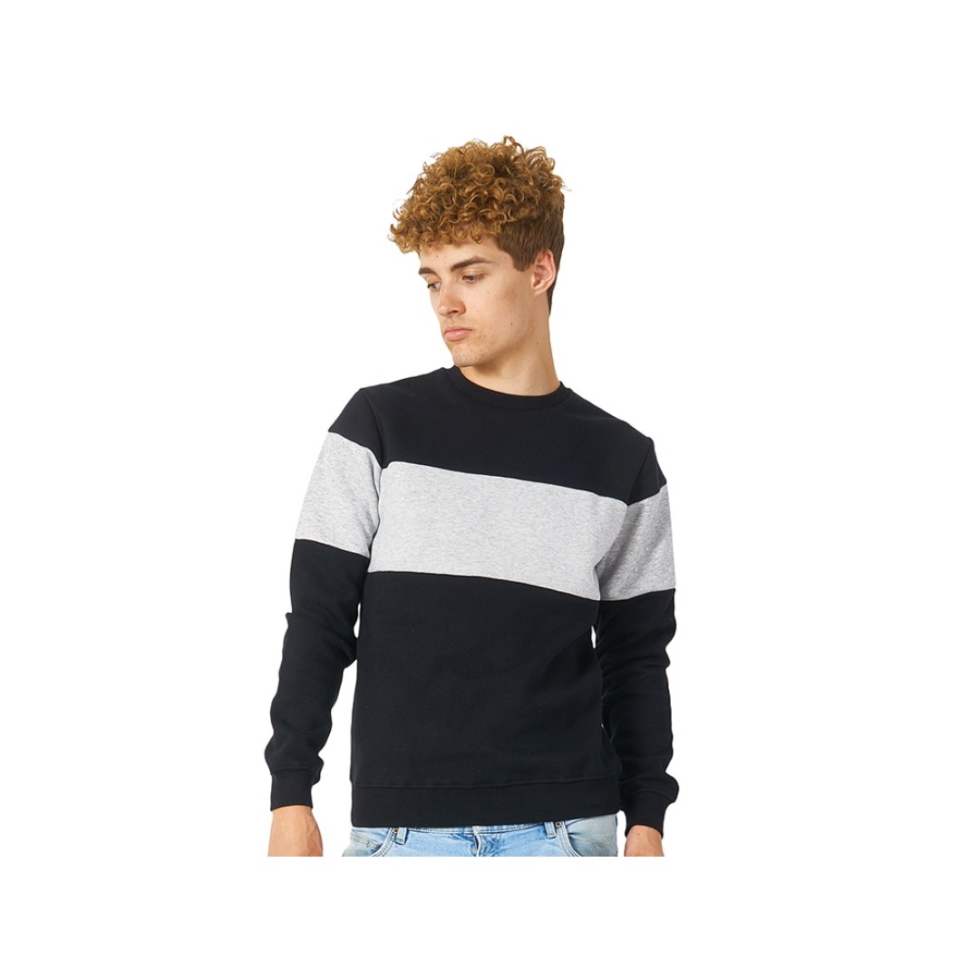 Свитшот блокинг «Edinburgh», черный/серый меланж, мужской