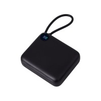 Внешний аккумулятор со встроенным кабелем «Liri», QC/PD, 10000 мАч, черный