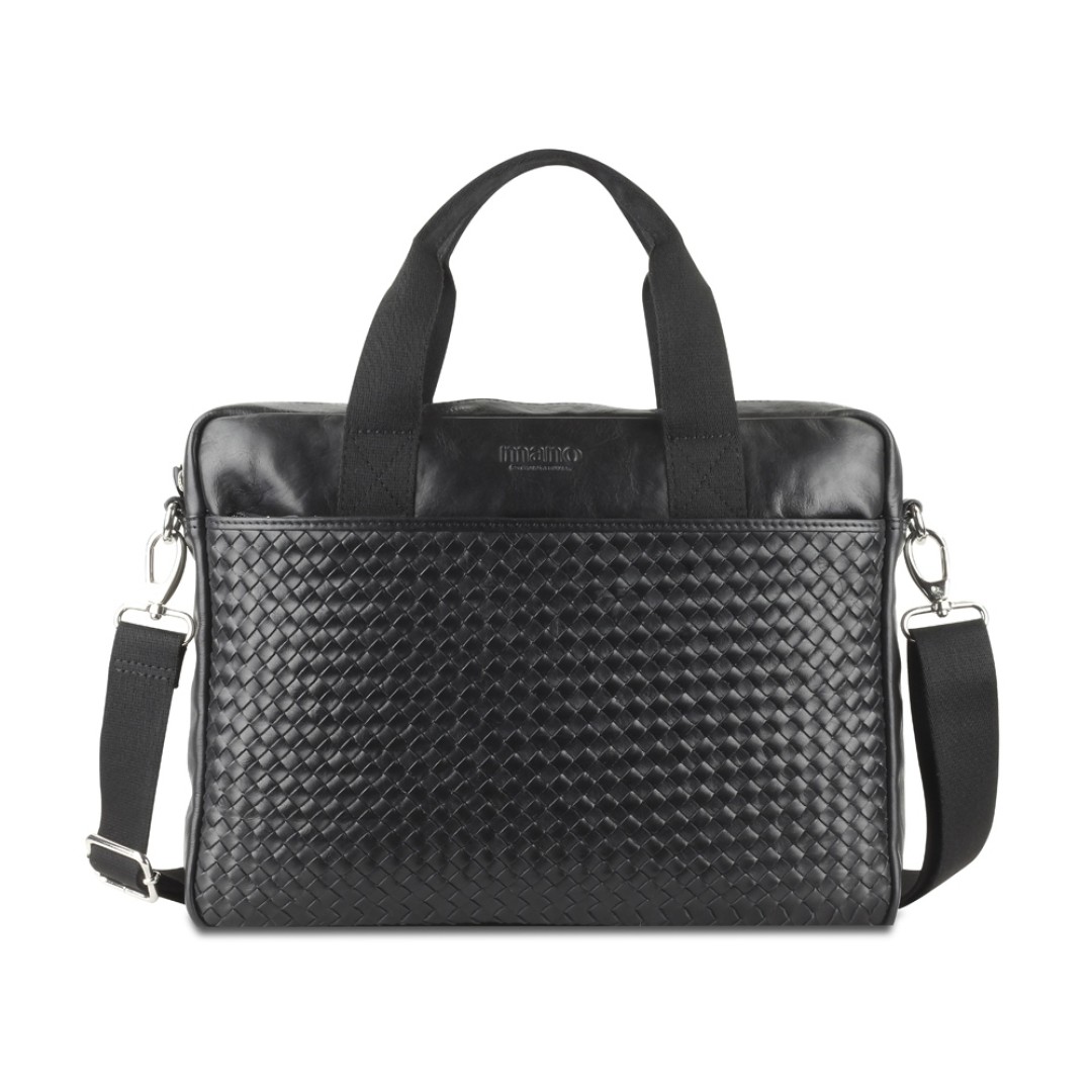 Сумка Mano "Don Luca", натуральная кожа в черном цвете, 37 х 27 х 6 см