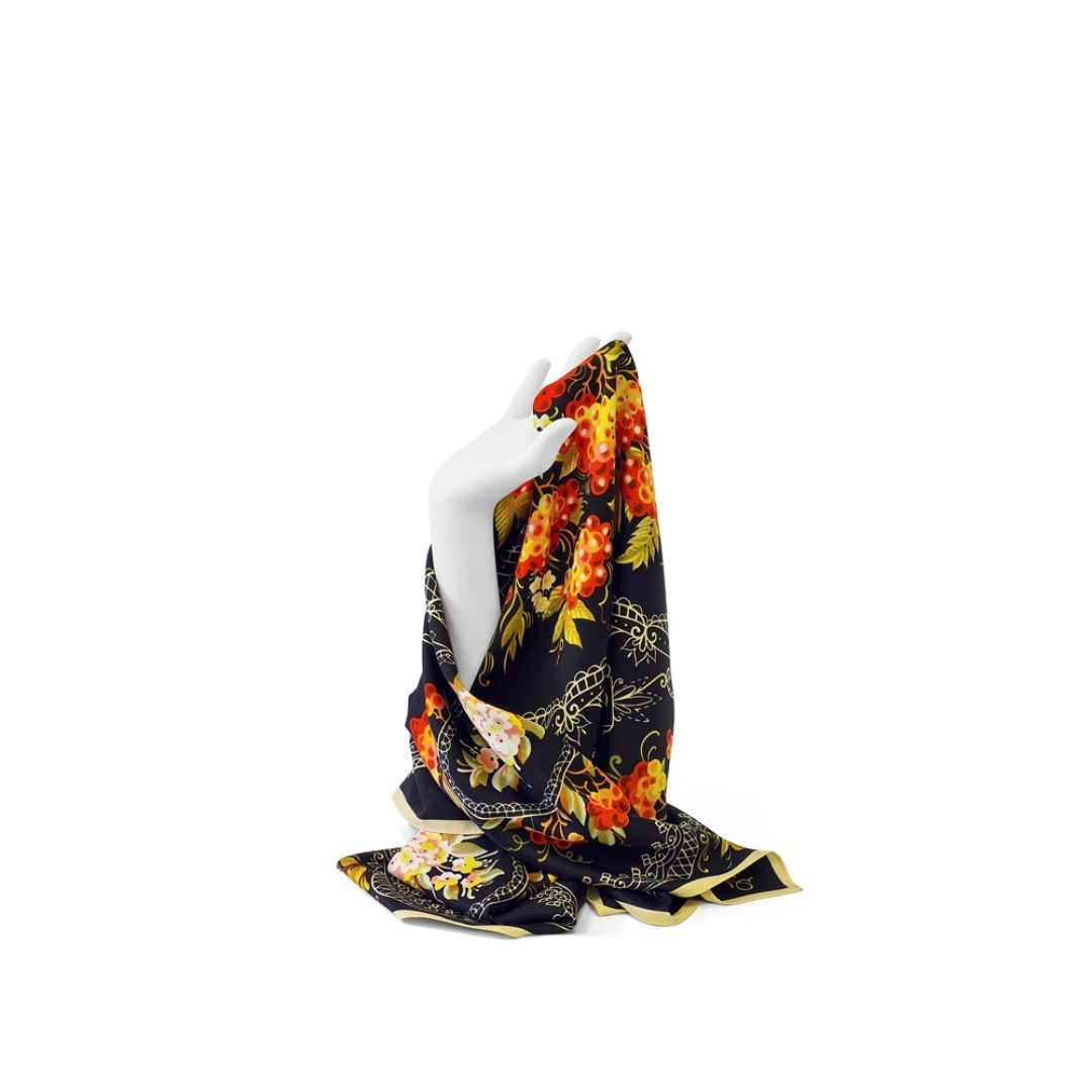 Платок «Тагильский поднос», черный