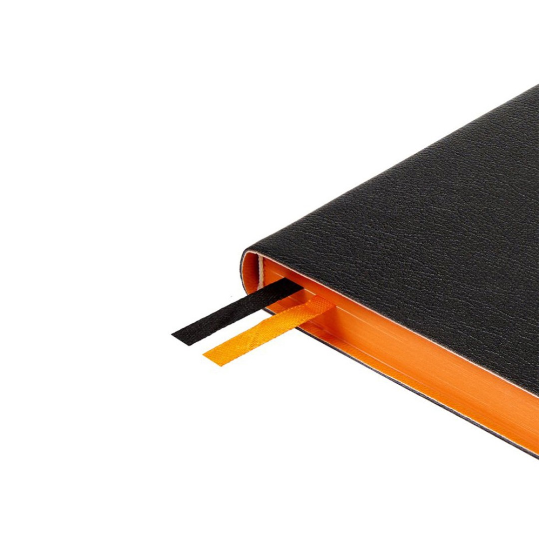 Ежедневник недатированный А5 "Boston", черный (оранжевый обрез)