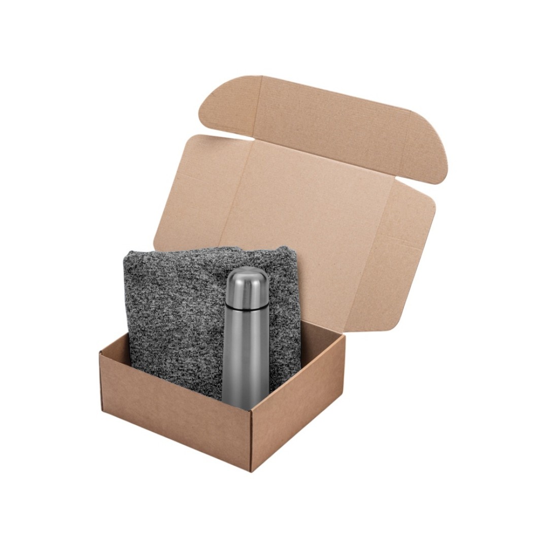 Подарочный набор Calmy с термосом и пледом, серый