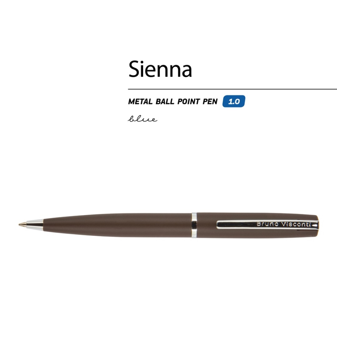 Ручка "Sienna" шариковая  автоматическая, коричневый металлический корпус, 1.0 мм, синяя