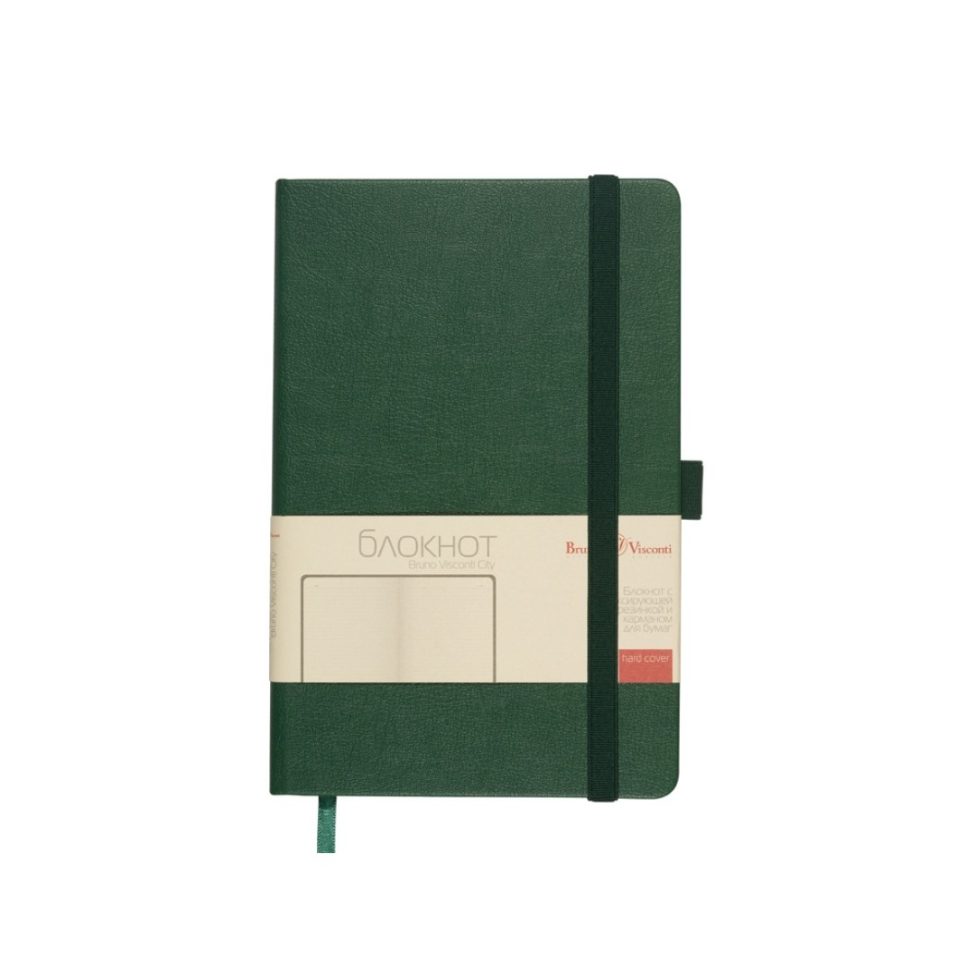 Блокнот А5  "City" на резинке, зеленый