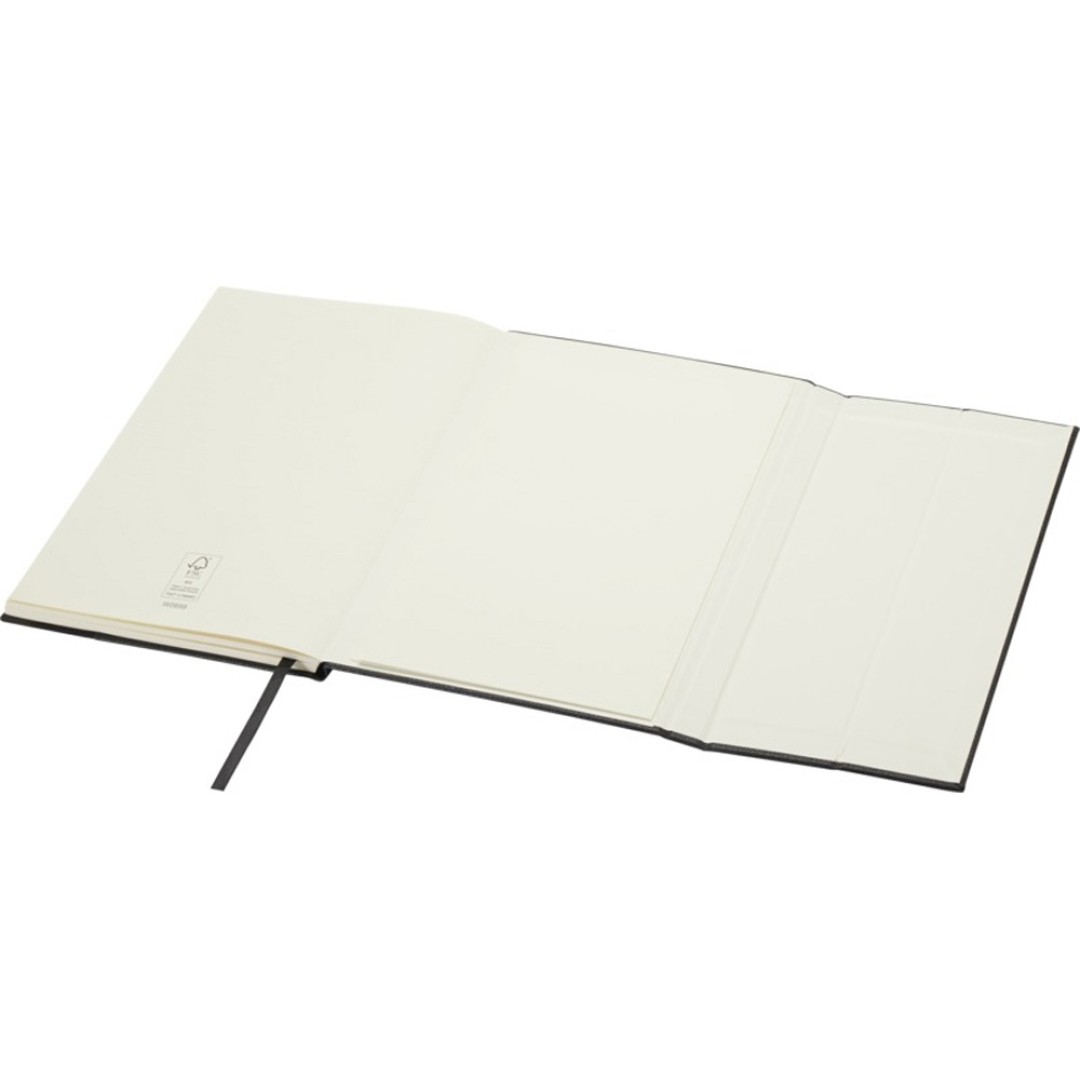 Блокнот Alejandra формата А5 с твердой обложкой из переработанной кожи - сплошной черный