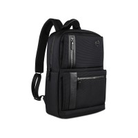 Рюкзак мужской BUGATTI Nero 16'', чёрный, нейлон 1680D/кожа, 29,5х14х44 см