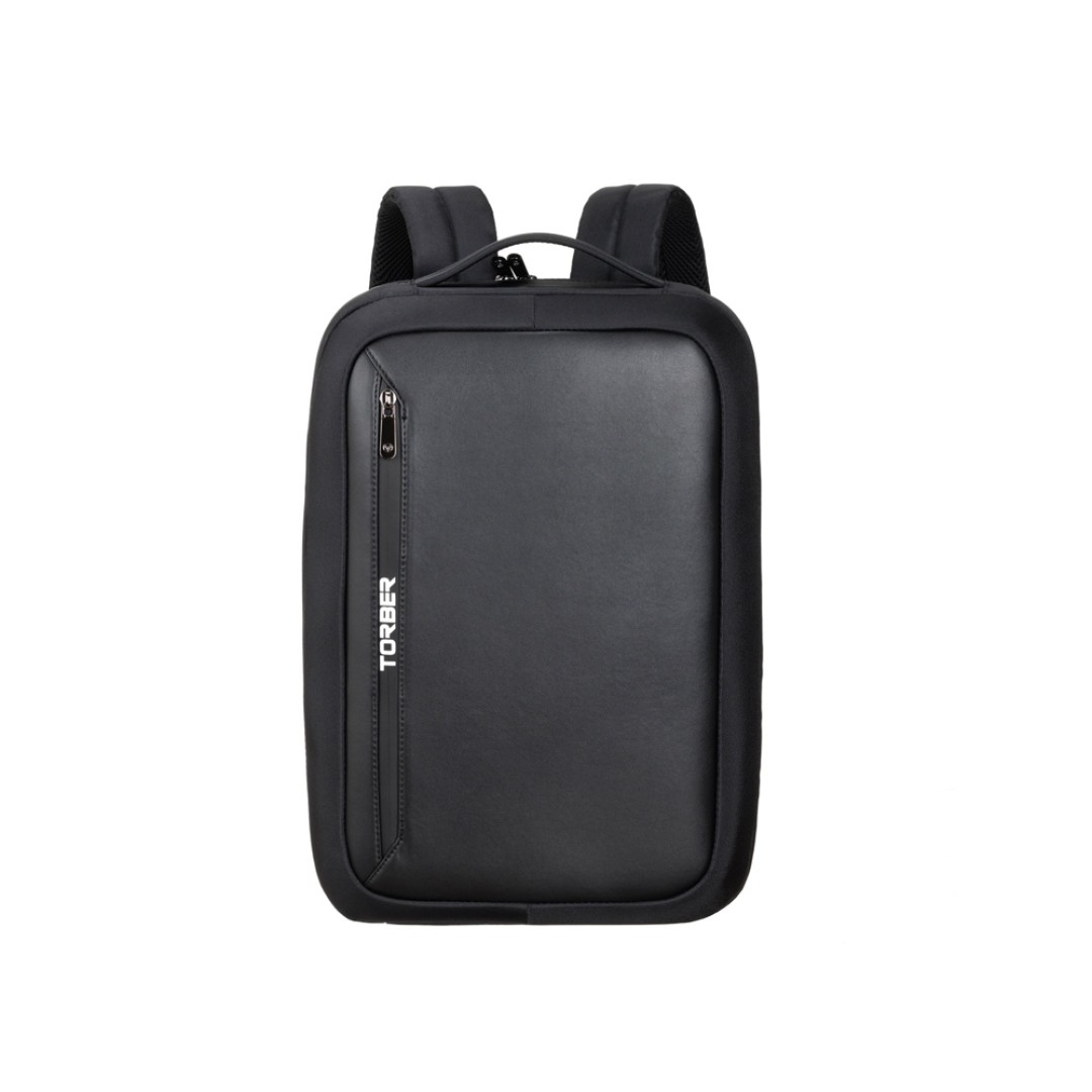 Рюкзак TORBER VOYAGE с отделением для ноутбука 15,6'', черный, нейлон/микрофибра, 30x12x42 см, 14л
