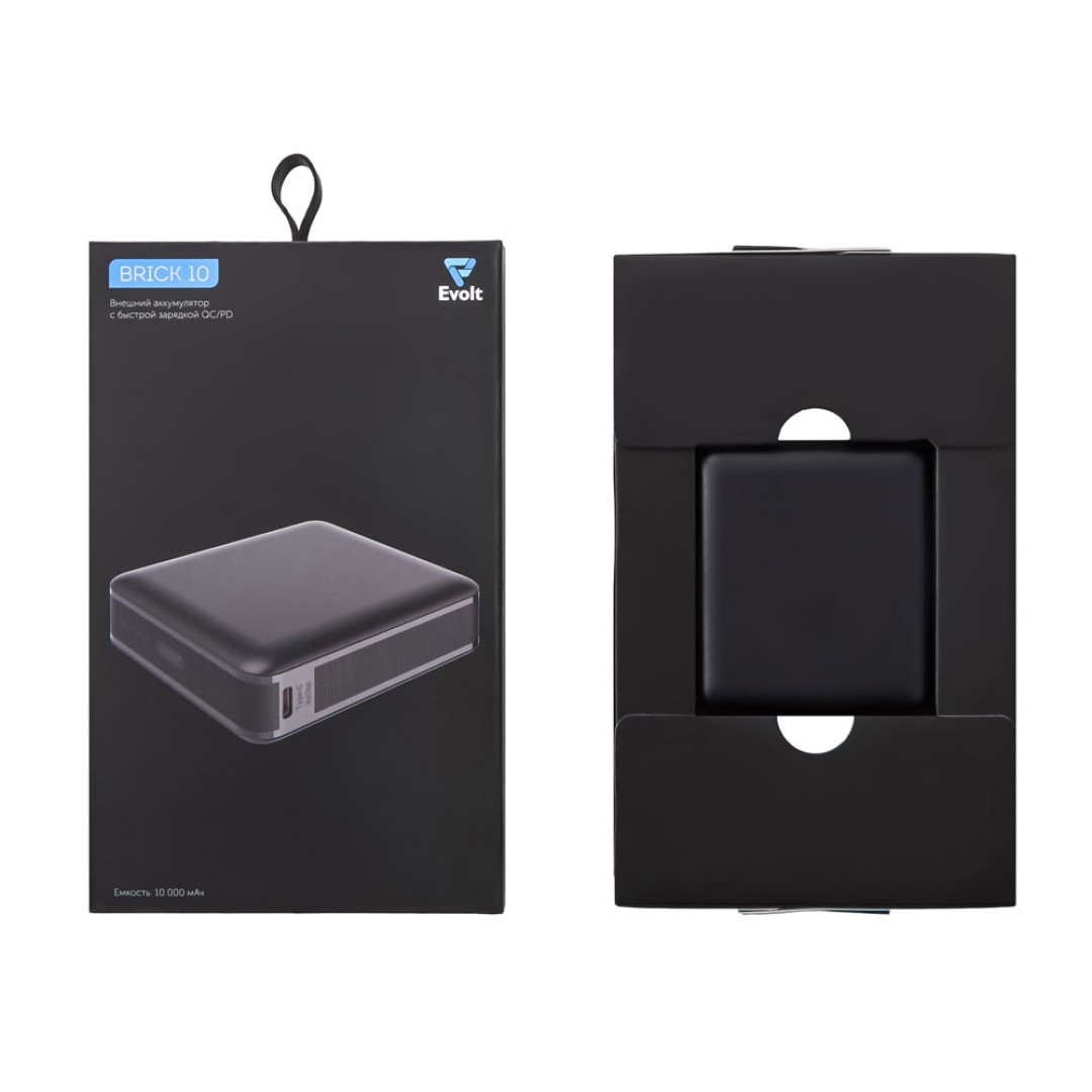 Внешний аккумулятор «Brick 10» с быстрой зарядкой QC/PD, 10000 мАч, черный