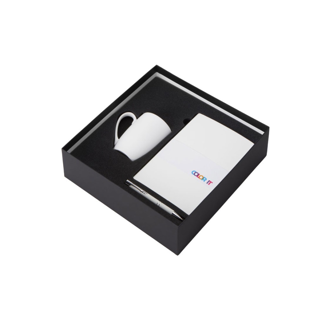 Подарочный набор с блокнотом С1, металлической ручкой и кружкой, белый