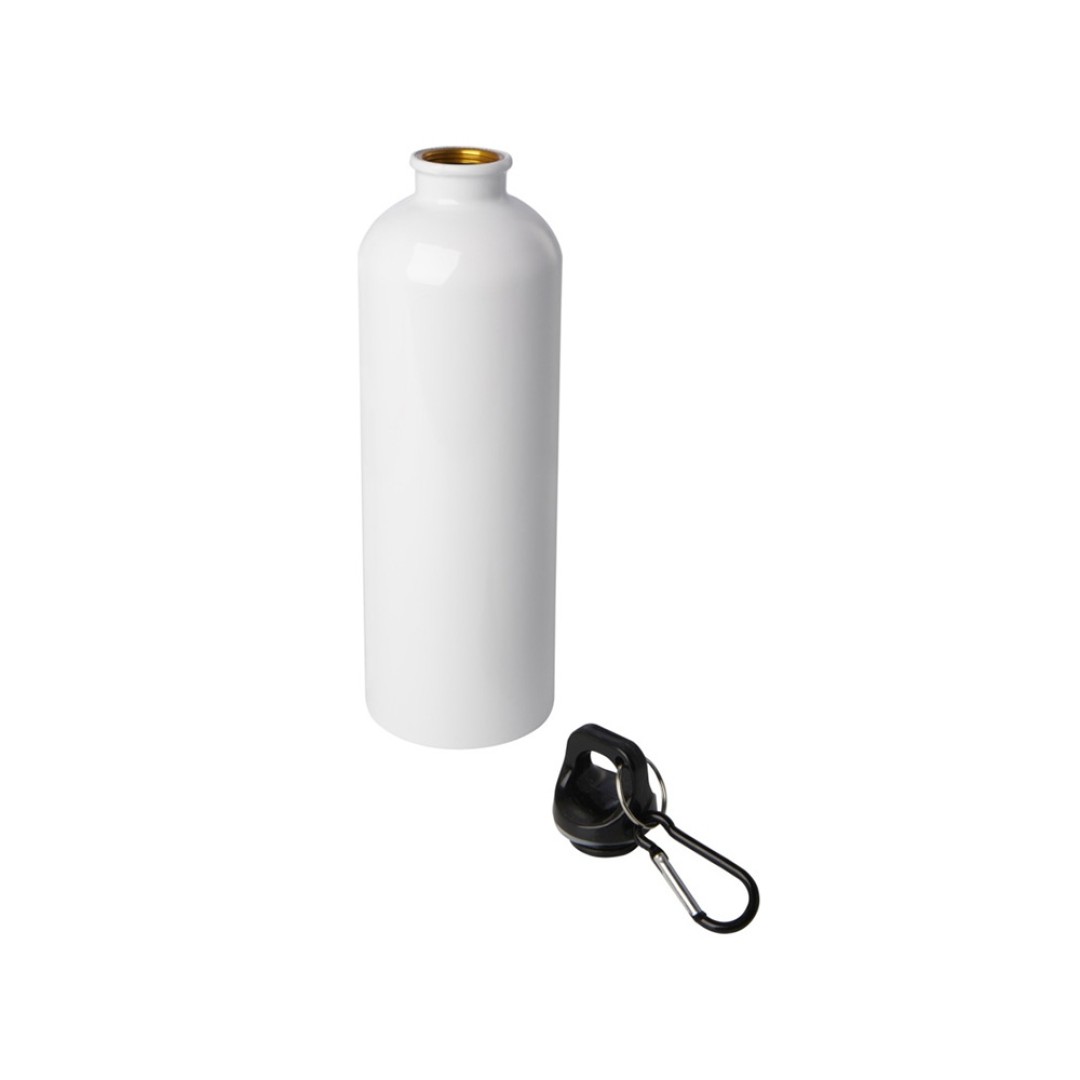 Одностенная бутылка для воды с карабином Oregon, изготовленная из нержавеющей стали, сертифицированной по стандарту RCS, объемом 750 мл - Белый