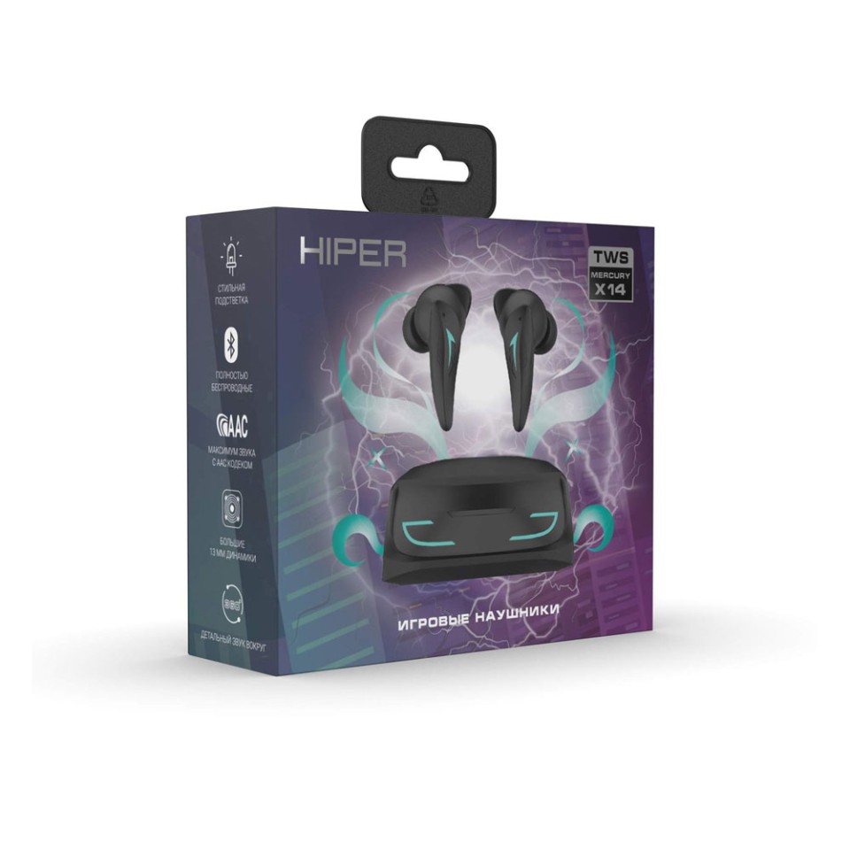 Беспроводные наушники HIPER TWS Mercury X14 (HTW-MX14) Bluetooth 5.1 гарнитура, Черный (Р)