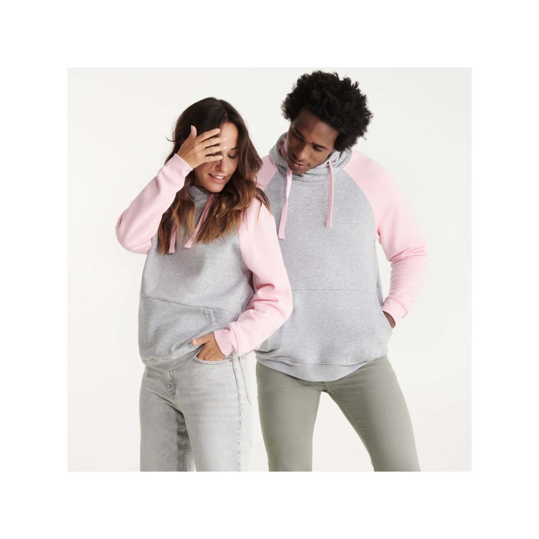 Толстовка с капюшоном "Badet" мужской, серый меланж/светло-розовый