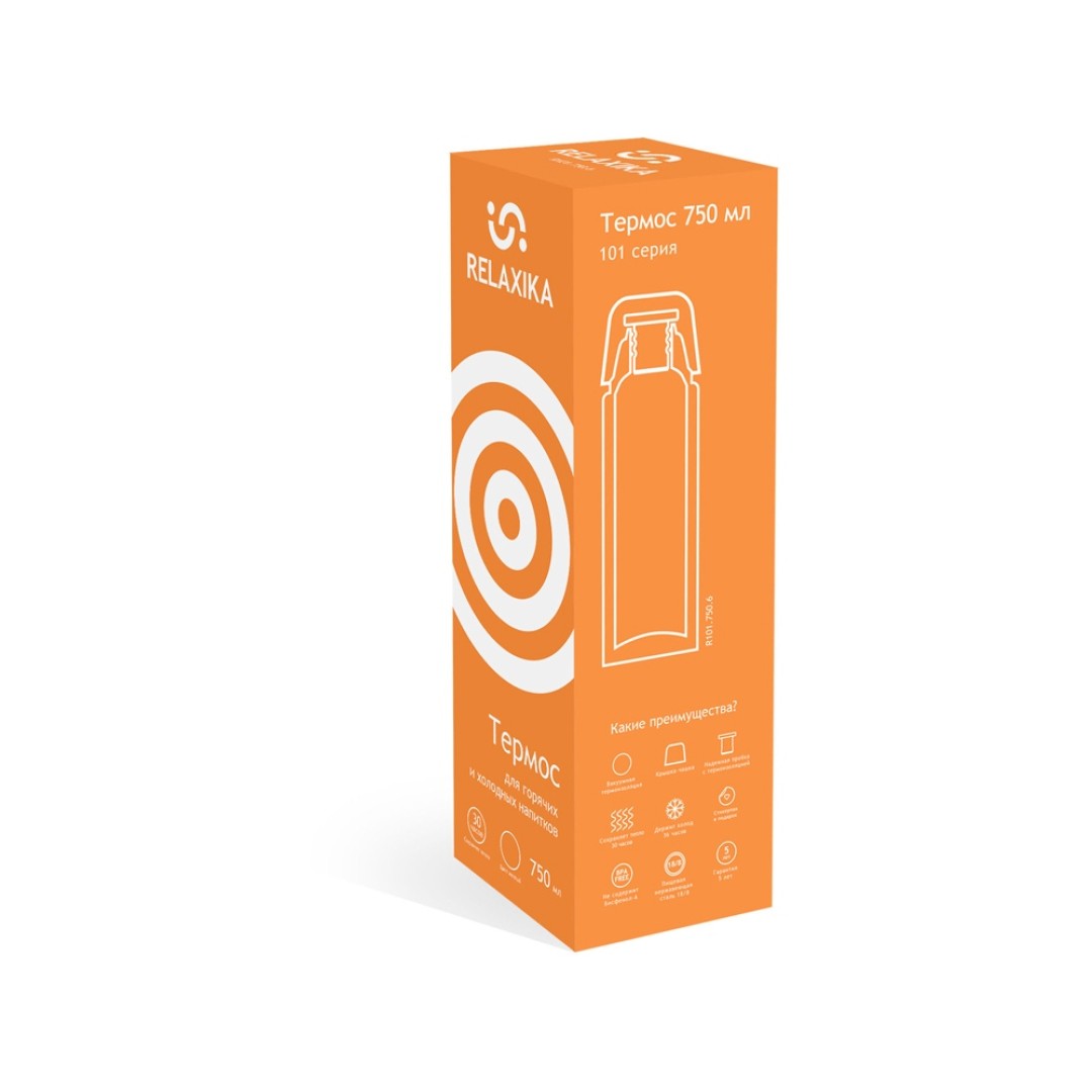 Термос Relaxika 101 (0,75 литра), желтый (без лого)