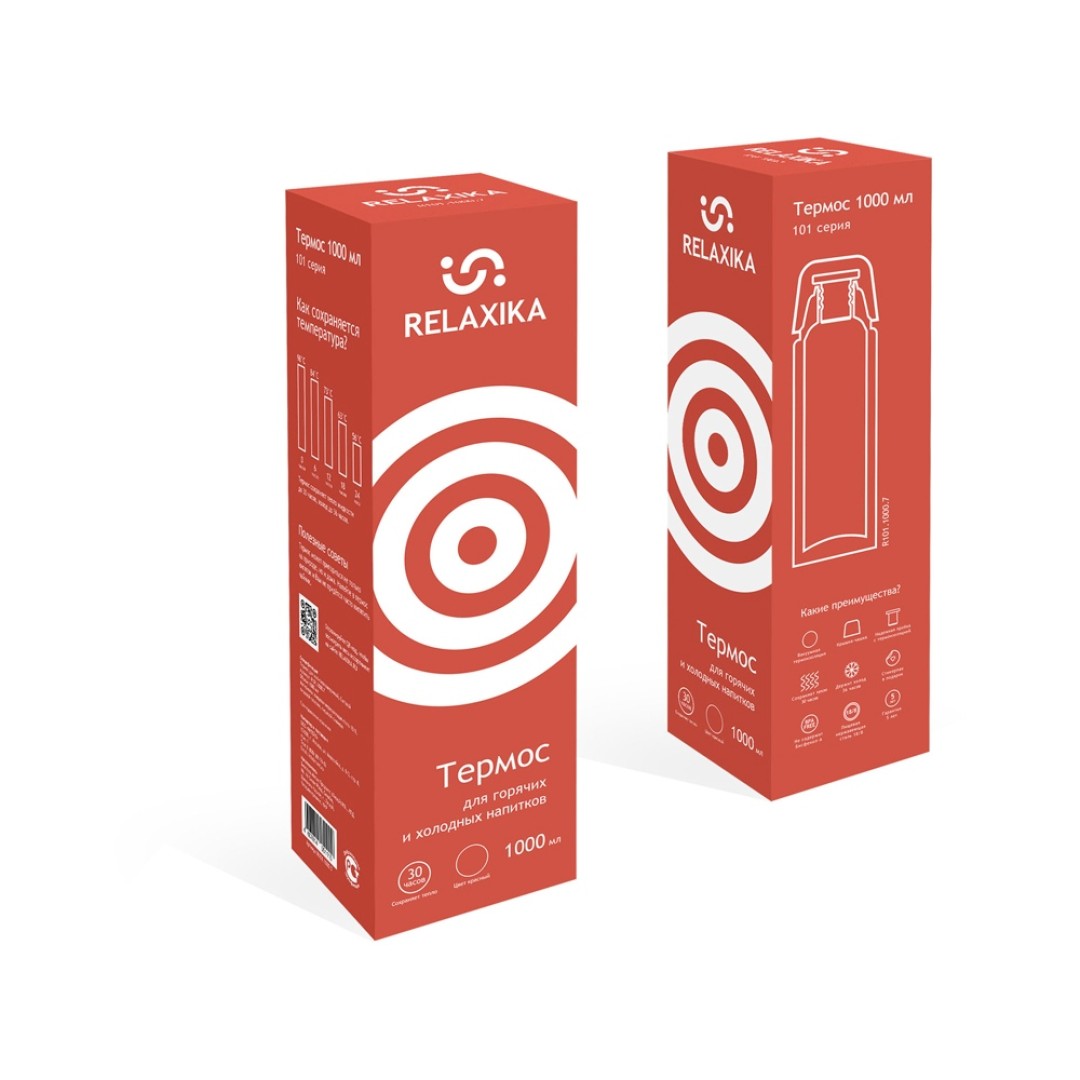 Термос Relaxika 101 (1 литр), красный (без лого)